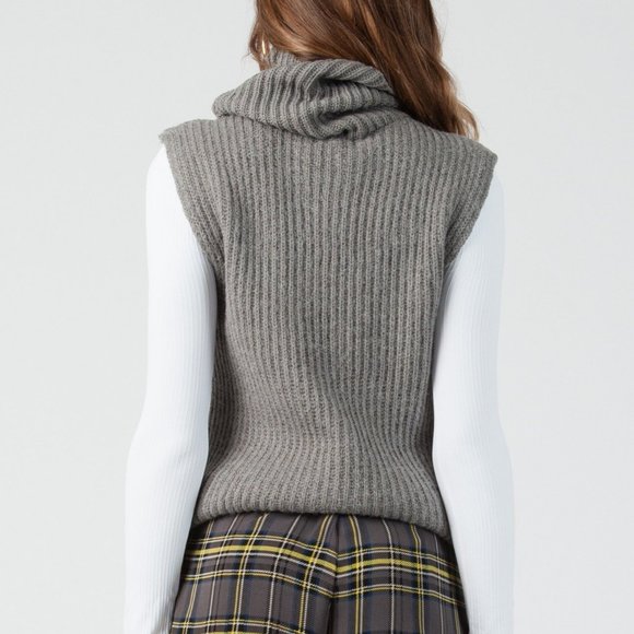 HOST PICK----Urban Outfitters Lucca Turtleneck Sweater Vest Gray - Picture 4 of 4